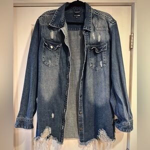 Fashion Nova Distressed Blue Jean Jacket